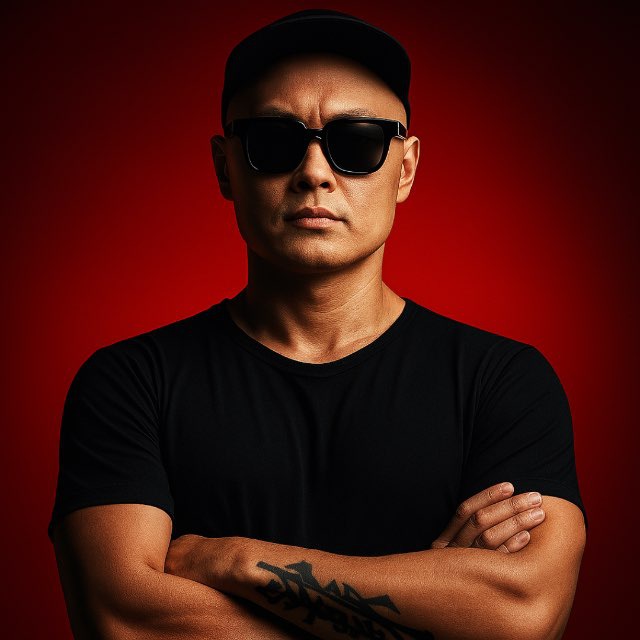 Ведущий студии на контрастном фоне